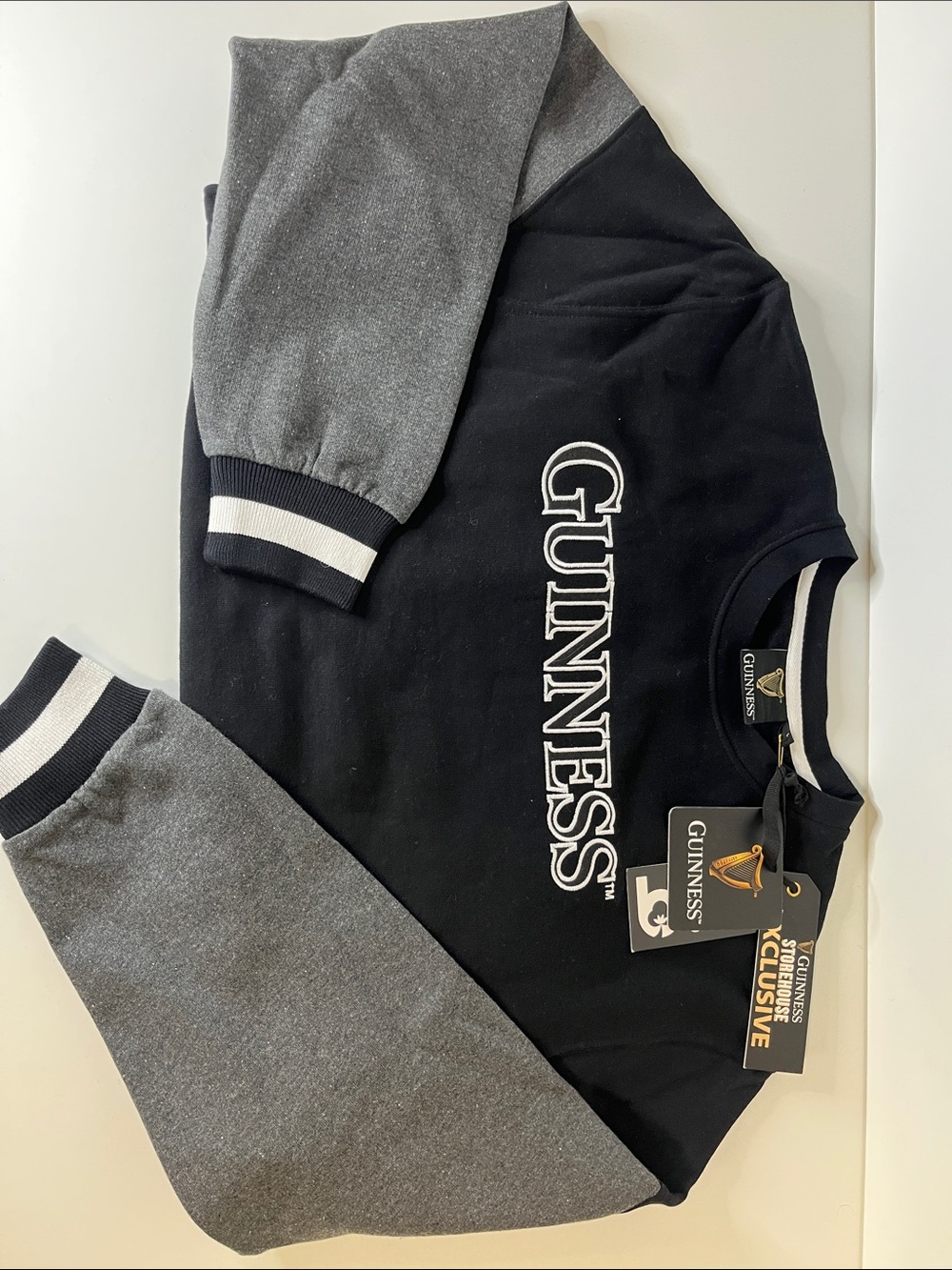 Guinness Black and Gray Logo Crewneck Sweatshirt